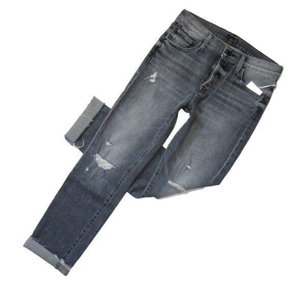 NWT Mother Scrapper Cuff Ankle Fray in Unstitched In The Dark Crop Jeans 25